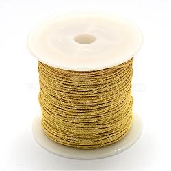 Nylon Thread, with Metallic Cords, Gold, 0.6mm, about 142.16 yards(130m)/roll(NWIR-R030-0.6mm)