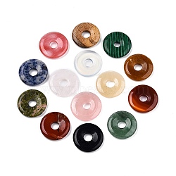 Natural & Synthetic Mixed Stone Pendants, Donut Charms, Mixed Dyed & Undyed, 24.5~26x4~5mm, Hole: 5.5~8mm(G-N344-38E)