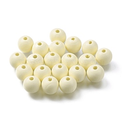 Painted Natural Wood Beads, Round, Old Lace, 16mm, Hole: 4mm(WOOD-A018-16mm-04)
