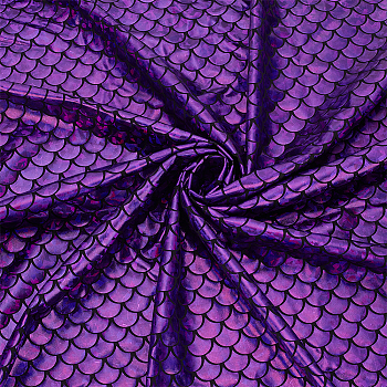 Laser Polyurethane Fabric for DIY Crafts, Garment Accessories, Fish Scale Pattern, Purple, 1500x0.1mm