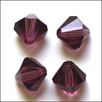 Imitation Austrian Crystal Beads, Grade AAA, K9 Glass, Faceted, Bicone, Dark Orchid, 6x6mm, Hole: 0.7~0.9mm