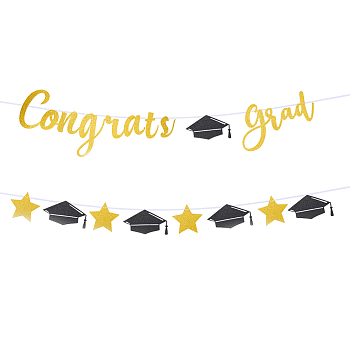 Paper Word Congratsgrad Banners Flag, for Party Decorations, Mixed Color, 87x157x0.5mm