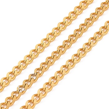 304 Stainless Steel Curb Chains, Soldered, with Spool, Real 18K Gold Plated, 4x3x1mm, 10m/roll