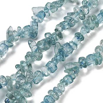 Transparent Crackle Glass Beads Strands, Chips, Cadet Blue, 3~7x8.5~12.5mm, Hole: 1.4mm, about 360pcs/strand, 324.80''(825cm)