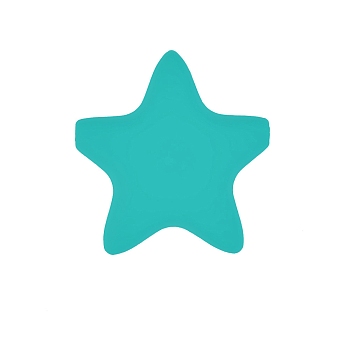 Star Silicone Beads, Chewing Beads For Teethers, DIY Nursing Necklaces Making, Medium Turquoise, 35x35mm