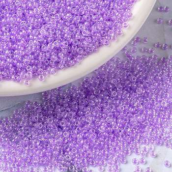 MIYUKI Round Rocailles Beads, Japanese Seed Beads, 15/0, (RR222) Orchid Lined Crystal, 1.5mm, Hole: 0.7mm, about 5555pcs/10g
