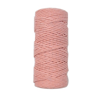 4-Ply 100M Cotton Macrame Cord, Macrame Twisted Cotton Rope, for Wall Hanging, DIY Crafts, Salmon, 3mm, about 109.36 Yards(100m)/Roll