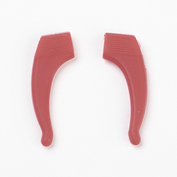 Silicone Eyeglasses Ear Grip, Red, 37x18x3.9mm, Hole: 6x2.5mm