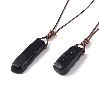 Natural Obsidian Nugget Pendant Necklace with Waxed Cord for Women, 33.86~38.98 inch(86~99cm)