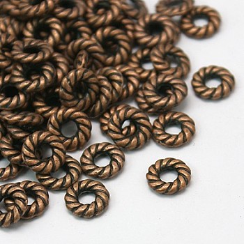 Tibetan Style Alloy Spacer Beads, Red Copper, Lead Free & Cadmium Free & Nickel Free, 8x2mm, Hole: 3mm
