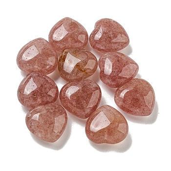 Natural Strawberry Quartz Beads, Half Drilled, Heart, 15.5x15.5x8mm, Hole: 1mm