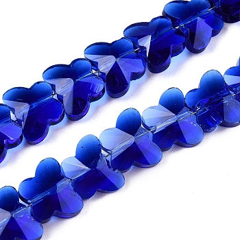 Transparent Glass Beads, Faceted, Butterfly, Blue, 8x10x6mm, Hole: 1mm