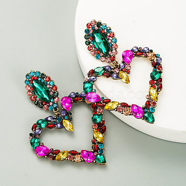 Colorful Heart Rhinestone Stud Earrings