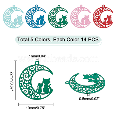 unicraftale 70pcs 5 couleurs 430 pendentifs chaton en acier inoxydable(STAS-UN0027-01)-5
