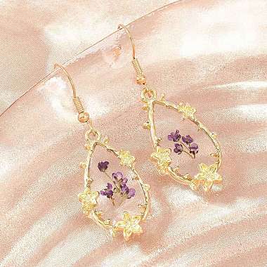 Alloy & Dried Flower Dangle Earrings(AL-Z001-04G)-2