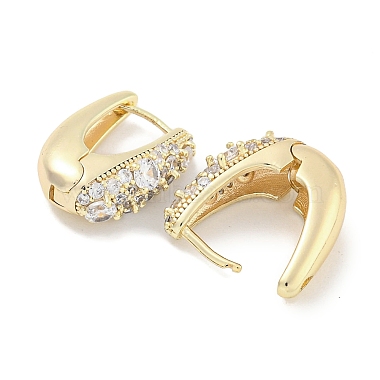 Brass Micro Pave Clear Cubic Zirconia Hoop Earrings for Women(EJEW-S228-04G)-2