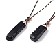 Natural Obsidian Nugget Pendant Necklace with Waxed Cord for Women(NJEW-F306-01D)-1