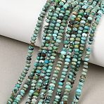 Natural HuBei Turquoise Beads Strands, Faceted, Rondelle, Grade A, 4x2mm, Hole: 0.6mm, about 159pcs/strand, 15.16''(38.5cm)(G-B175-A14-2x4mm)