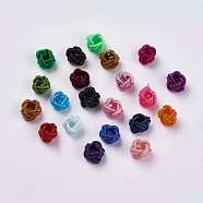 Polyester Weave Beads, Round, Mixed Color, 6.5x4.5mm, Hole: 4mm(WOVE-K001-A)