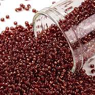 TOHO Round Seed Beads, Japanese Seed Beads, (25D) Silver Lined Garnet, 15/0, 1.5mm, Hole: 0.7mm, about 3000pcs/10g(X-SEED-TR15-0025D)