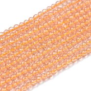 Glass Beads Strands, Imitation Quartz, Faceted, Round, Light Salmon, 2mm, Hole: 0.5mm,  about 175pcs/strand, 14.9 inch(38cm)(G-K185-16H)