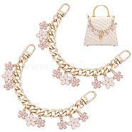 Elite 2Pcs Alloy Enamel Sakura Charm Purse Strap Extenders, with Aluminum Curb Chains, Purse Making Supplies, Pink, 20cm(AJEW-PH0018-01)