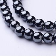 1 Strand Grade AAA Non-Magnetic Synthetic Hematite Round Beads Strands, Black, 6mm, Hole: 1.5~2mm, about 72pcs/strand(X-G-H1623-6mm-1)