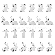 24Pcs 4 Style 201 Stainless Steel Bunny Charms, Rabbit, Easter Bunny, Stainless Steel Color, 6pcs/style(STAS-SC0003-43)