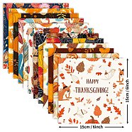 Thanksgiving Day Leaf Turkey Scrapbooking Paper Pads Set, for Card Making Craft Scrapbook Decoration, Mixed Color, 152x152x0.1mm, 12pcs/set(STIC-C010-35A)