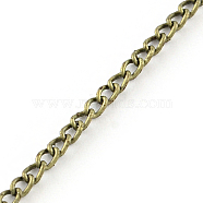 Unwelded Iron Twisted Chains, with Spool, Curb Chains, Antique Bronze, 3.3x2.1x0.6mm, about 328.08 Feet(100m)/roll(CH-R078-09AB)