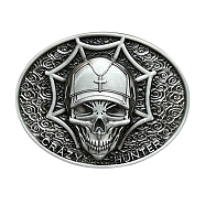 Zinc Alloy Smooth Buckles, Belt Fastener, Oval with Skull, Antique Silver, 68x88mm(PW-WG31044-01)