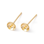Rack Plating Brass Stud Earring Findings, with 925 Silver Pin, for Half Drilled Beads, Long-Lasting Plated, Cadmium Free & Lead Free, Real 18K Gold Plated, 14x5mm, Pin: 0.7mm(KK-G433-05B-G)