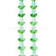 Transparent Glass Bead Strands, Flower, Aquamarine, 10x8x4mm, Hole: 0.8mm, about 27pcs/strand, 16.5''(42cm)(GLAA-K070-02C)