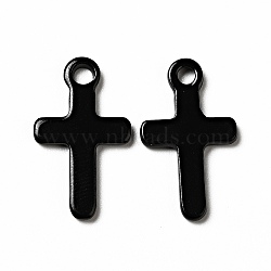 Spray Painted 201 Stainless Steel Pendants, Cross Charm, Black, 21x12.5x2mm, Hole: 2mm(STAS-G304-08B)