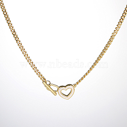 Brass Pendant Necklaces for Women, Hollow Heart, Real 18K Gold Plated, 17.72 inch(45cm)(JS4808)
