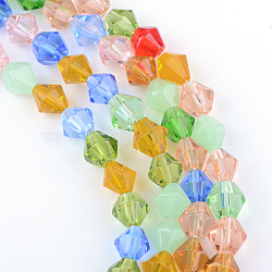 Glass Beads Strands, Faceted, Bicone, Mixed Color, 4mm, Hole: 1mm, about 92~96pcs/strand, 13.78~14.37 inch(GLAA-S050-4mm)