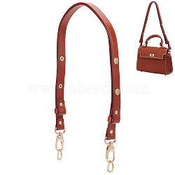 Adjustable PU Leather Bag Handles, with Alloy Swivel Clasp & D-Rings, for Underarm/Crossbody Bag Replacement Accessories, Saddle Brown, 72~113.6x1.85x0.2cm(FIND-WH0135-72A)