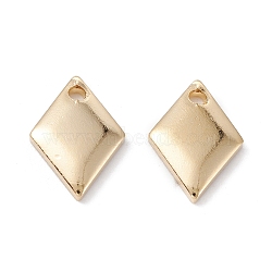 Brass Charms, Long-Lasting Plated, Rhombus, Real 24K Gold Plated, 10.5x7.5x1.5mm, Hole: 1.2mm(KK-K253-04G)