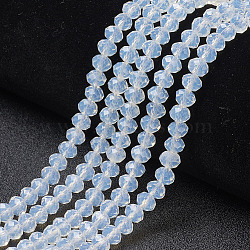 Glass Beads Strands, Imitation Jade, Faceted, Rondelle, Clear, 6x5mm, Hole: 1mm, about 84~85pcs/strand, 41.5~42cm(EGLA-A044-J6mm-D06)