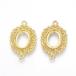 Tibetan Style Alloy Cabochon Connector Open Back Settings, Oval, Golden, Tray: 14x10mm, 30.5x19x3mm, Hole: 2mm(X-TIBE-Q073-78G)