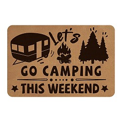 Linen and Rubber Ground Mat, Rectangle with Word Let's GO CAMPING THIS WEEKEND, Peru, Word, 40x60cm(AJEW-WH0142-001)