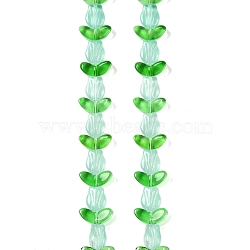 Transparent Glass Bead Strands, Flower, Aquamarine, 10x8x4mm, Hole: 0.8mm, about 27pcs/strand, 16.5''(42cm)(GLAA-K070-02C)