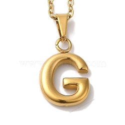 PVD Vacuum Plating 201 Stainless Steel Necklaces, Letter, Letter G, 17.80 inch(45.2cm), Pendant: 22.7x11.5x3mm(NJEW-H033-01G-G)