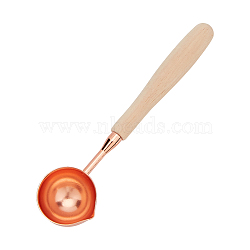 Brass Wax Sticks Melting Spoon, with Wood Handle, Rose Gold, 121x30x15.3mm(AJEW-I043-01RG-02)