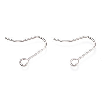 304 Stainless Steel Earring Hooks, Ear Wire, with Horizontal Loop, Stainless Steel Color, 15.5mm, Hole: 2mm, 21 Gauge, Pin: 0.7mm