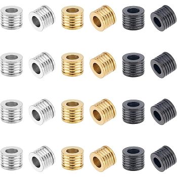 24Pcs 3 Colors 304 Stainless Steel Beads, Column, Mixed Color, 8x6mm, Hole: 4mm, 8pcs/color