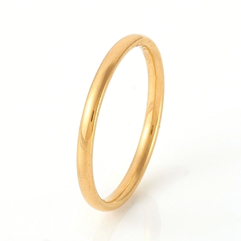 201 Stainless Steel Plain Band Rings, Real 18K Gold Plated, US Size 4(14.8mm), 1.5mm