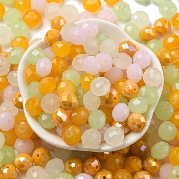 Glass Beads, Faceted, Rondelle, Green Yellow, 10x8mm, Hole: 1mm, about 560pcs/500g