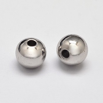 Rack Plating and Vacuum Plating Brass Round Spacer Beads, Platinum, 6mm, Hole: 1.5mm