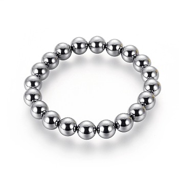 Terahertz Stone Beads Stretch Bracelets, Round, 2-1/4 inch(5.8cm), Bead: 10mm